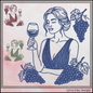 Wine Muse & Grape Clusters Machine Embroidery Design File - Elegant Woman Line Art, 4 Sizes (4391)