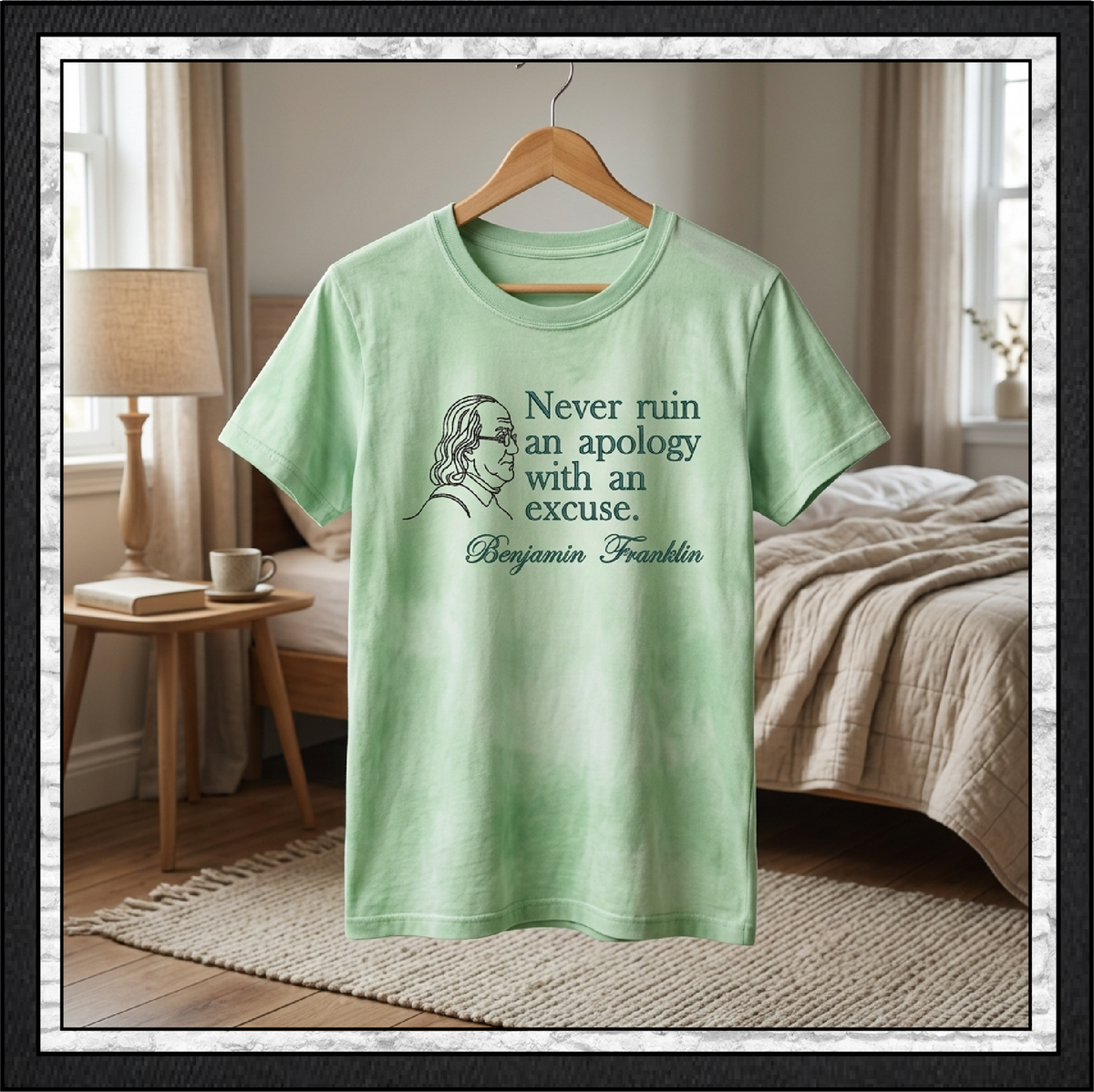 Benjamin Franklin Quote Machine Embroidery Design File - Never Ruin An Apology Historical Pattern, 6 Sizes (4394)