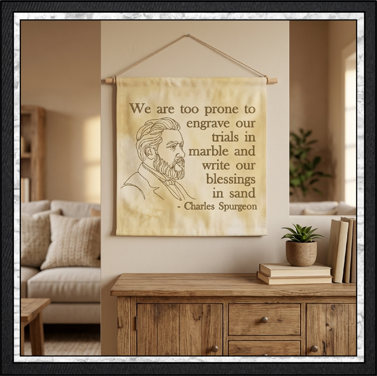 We Are Too Prone to Engrave Our Trials in Marble Charles Spurgeon Machine Embroidery Design, 6 Sizes (4395)