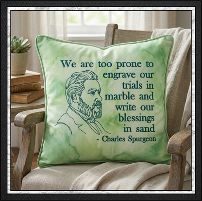 We Are Too Prone to Engrave Our Trials in Marble Charles Spurgeon Machine Embroidery Design, 6 Sizes (4395)