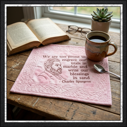 We Are Too Prone to Engrave Our Trials in Marble Charles Spurgeon Machine Embroidery Design, 6 Sizes (4395)