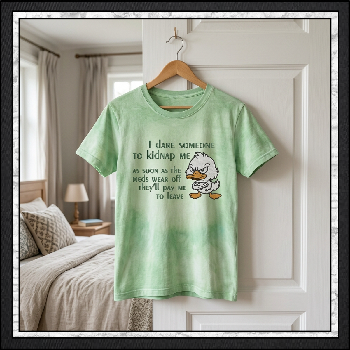 I Dare Someone to Kidnap Me Angry Duck Machine Embroidery Design, 6 Sizes (4396)