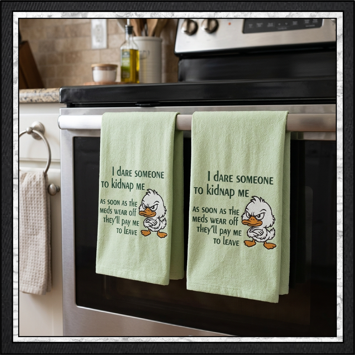 I Dare Someone to Kidnap Me Angry Duck Machine Embroidery Design, 6 Sizes (4396)