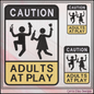 Caution Adults At Play Machine Embroidery Design File - Funny Party Warning Sign, 6 Sizes (4387)