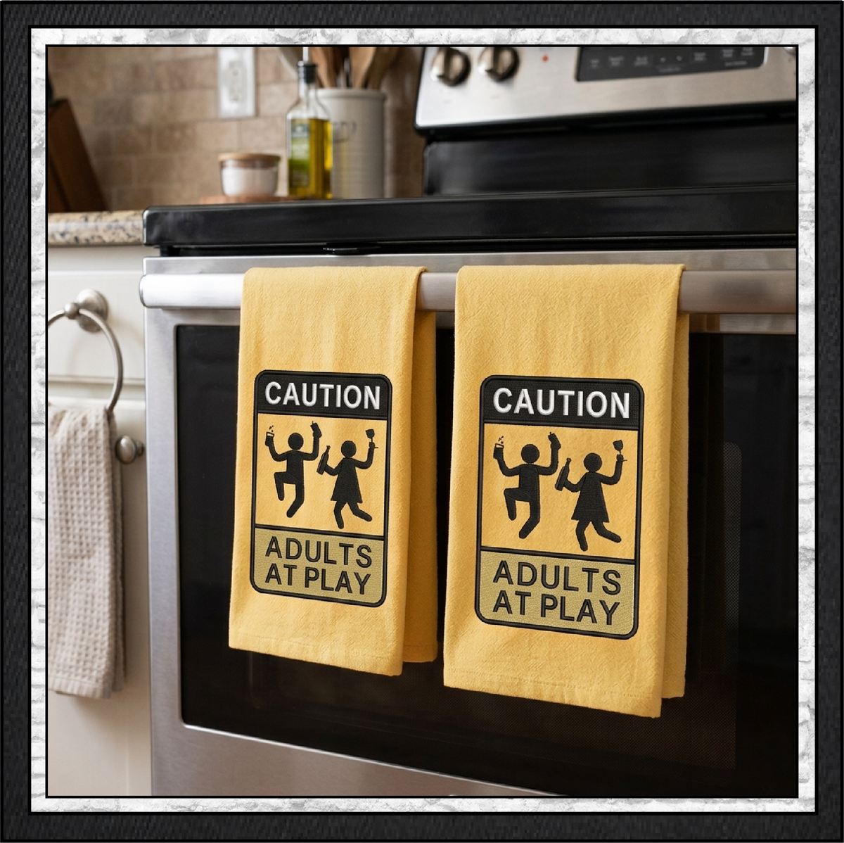 Caution Adults At Play Machine Embroidery Design File - Funny Party Warning Sign, 6 Sizes (4387)