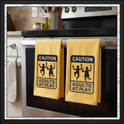Caution Adults At Play Machine Embroidery Design File - Funny Party Warning Sign, 6 Sizes (4387)