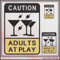 Caution Adults At Play Machine Embroidery Design File - Funny Party Warning Sign, 6 Sizes (4398)