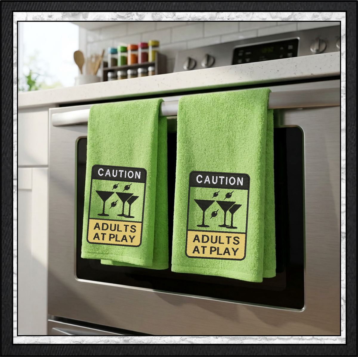Caution Adults At Play Machine Embroidery Design File - Funny Party Warning Sign, 6 Sizes (4398)