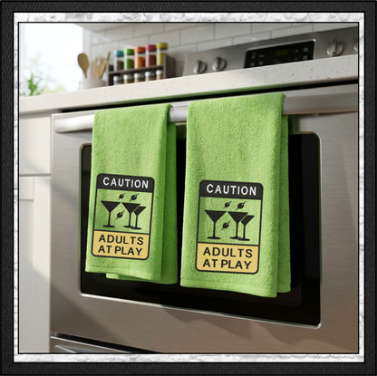 Caution Adults At Play Machine Embroidery Design File - Funny Party Warning Sign, 6 Sizes (4398)