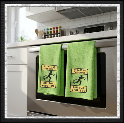 "In Case of Emergency Run For Your Life" Zombie Warning Sign Machine Embroidery Design, 6 Sizes (4399)