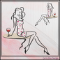 "Sip in Style" Fashion Line Art Woman with Wine Machine Embroidery Design, 6 Sizes, (4401)