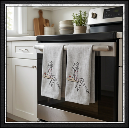 "Sip in Style" Fashion Line Art Woman with Wine Machine Embroidery Design, 6 Sizes, (4401)