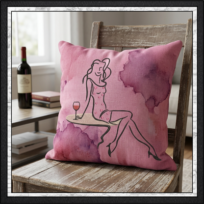 "Sip in Style" Fashion Line Art Woman with Wine Machine Embroidery Design, 6 Sizes, (4401)