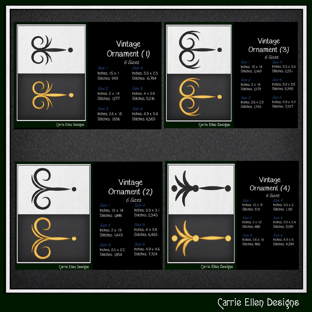 Vintage Flourishes Machine Embroidery Design Set - Elegant Border Scrollwork Pattern Bundle, 12 Designs, 6 Sizes (4403)