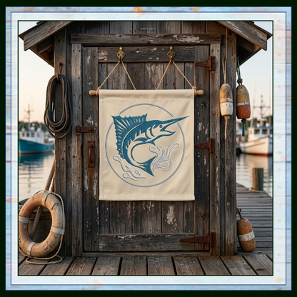 Pacific Blue Marlin Machine Embroidery Design, Ocean Sailfish Sport Fishing Pattern, 6 Sizes (4407)
