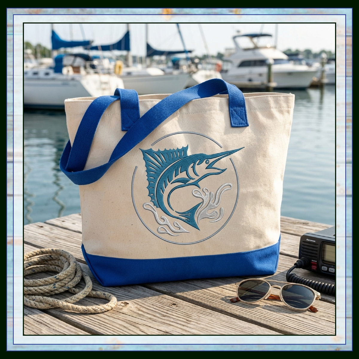Pacific Blue Marlin Machine Embroidery Design, Ocean Sailfish Sport Fishing Pattern, 6 Sizes (4407)