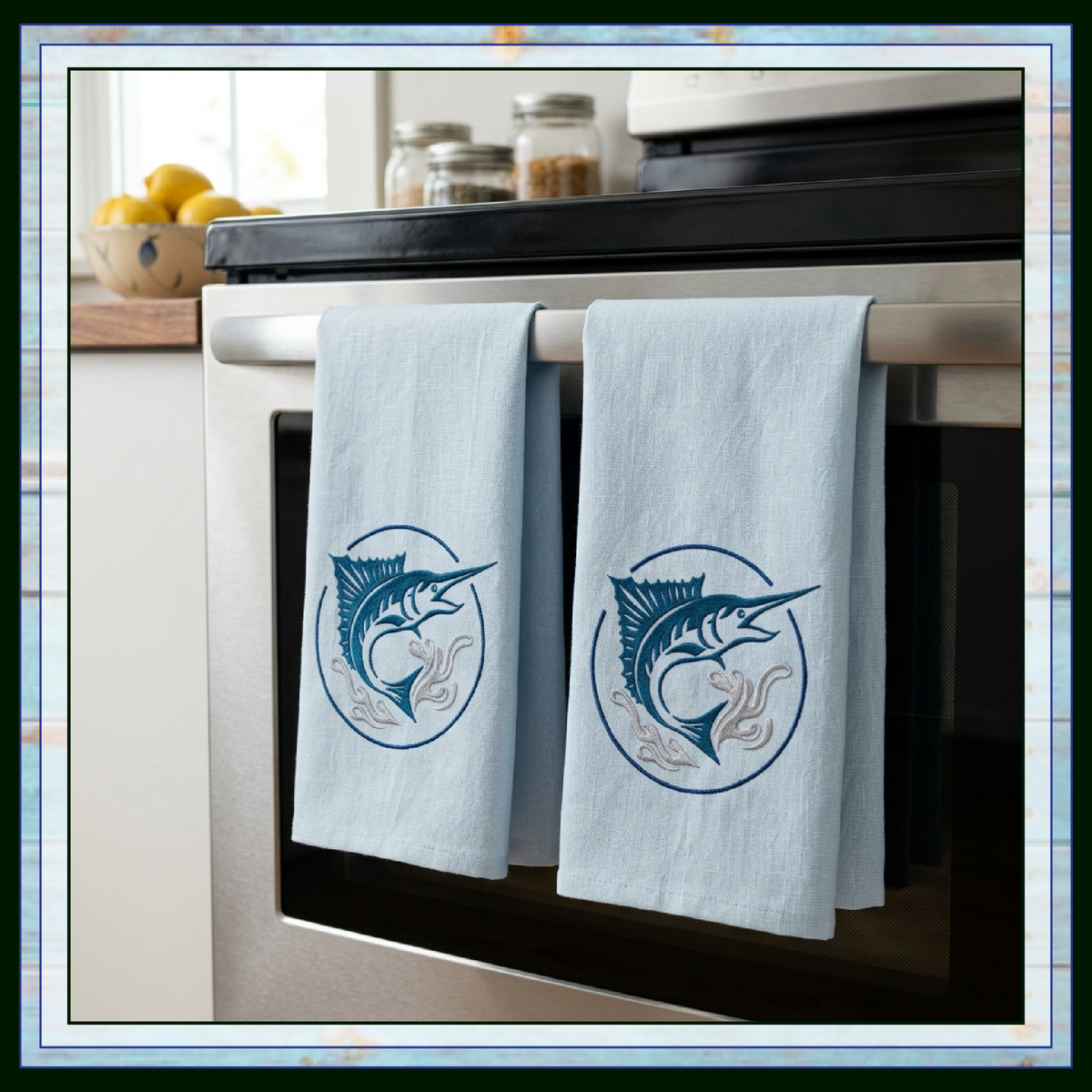 Pacific Blue Marlin Machine Embroidery Design, Ocean Sailfish Sport Fishing Pattern, 6 Sizes (4407)