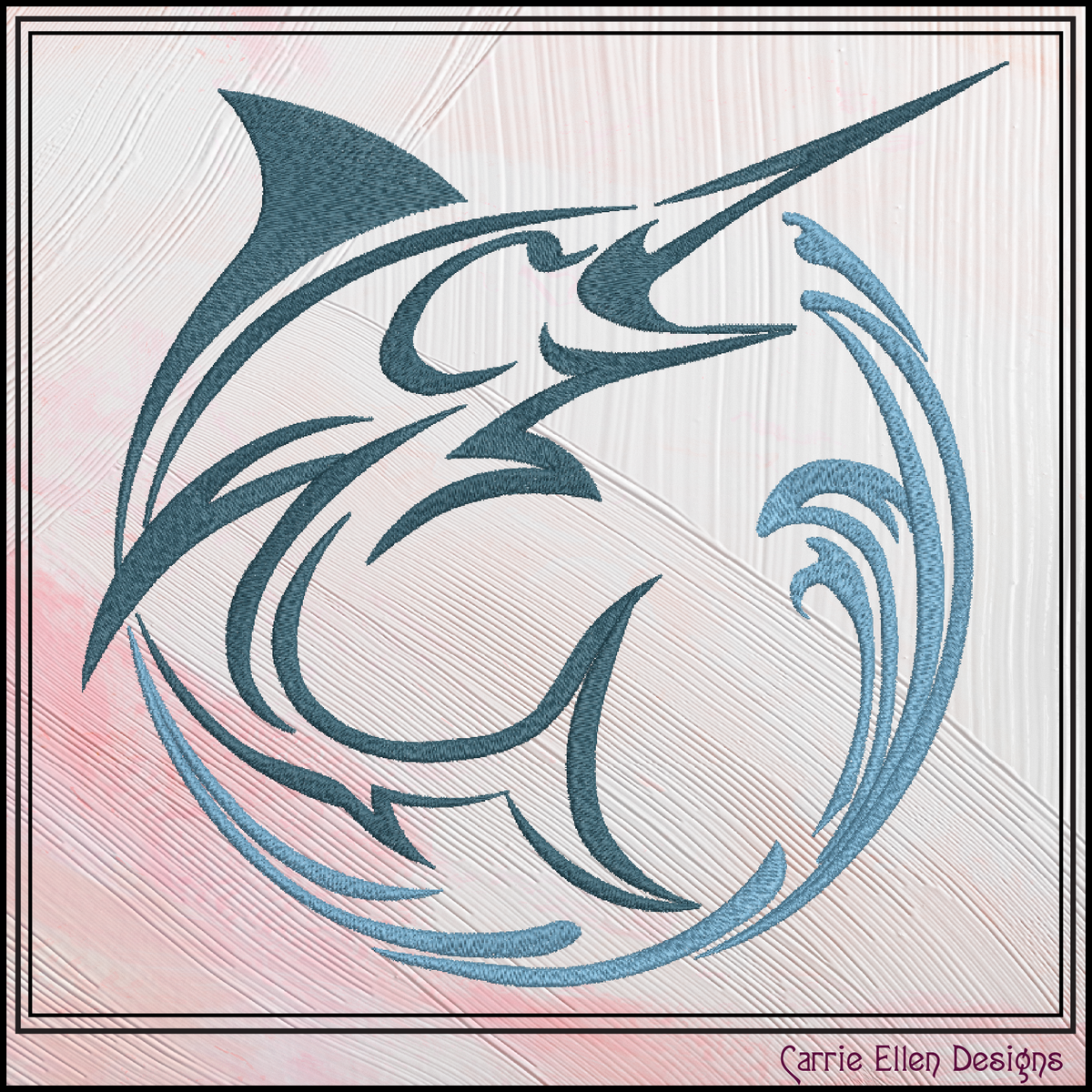 Pacific Blue Marlin Machine Embroidery Design, Ocean Sailfish Sport Fishing Pattern, 6 Sizes (4408)
