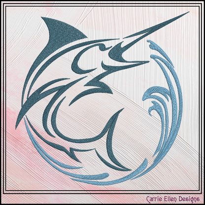 Pacific Blue Marlin Machine Embroidery Design, Ocean Sailfish Sport Fishing Pattern, 6 Sizes (4408)