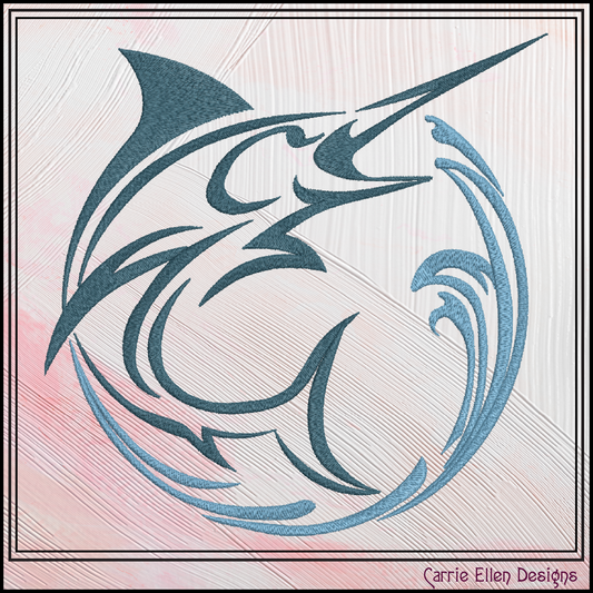 Pacific Blue Marlin Machine Embroidery Design, Ocean Sailfish Sport Fishing Pattern, 6 Sizes (4408)