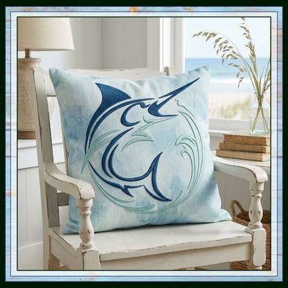 Pacific Blue Marlin Machine Embroidery Design, Ocean Sailfish Sport Fishing Pattern, 6 Sizes (4408)