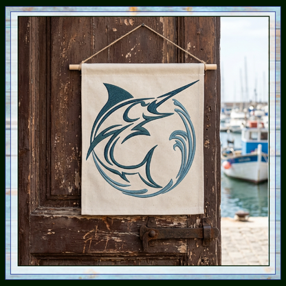Pacific Blue Marlin Machine Embroidery Design, Ocean Sailfish Sport Fishing Pattern, 6 Sizes (4408)
