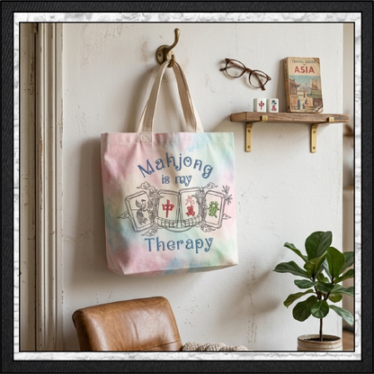 Mahjong Is My Therapy Machine Embroidery Design File - Oriental Cloud Dragon Tile Quote Pattern, 6 Sizes (4417)