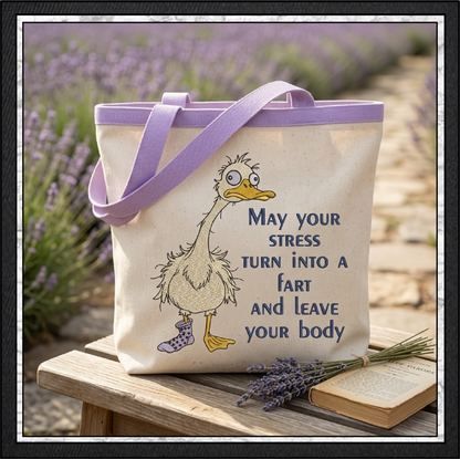 "May Your Stress Turn Into a Fart" Funny Goose Duck Machine Embroidery Design, 6 Sizes (4432)
