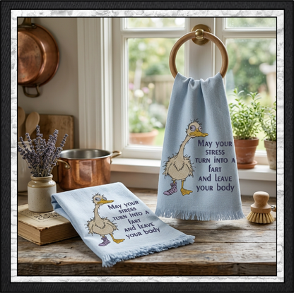 "May Your Stress Turn Into a Fart" Funny Goose Duck Machine Embroidery Design, 6 Sizes (4432)