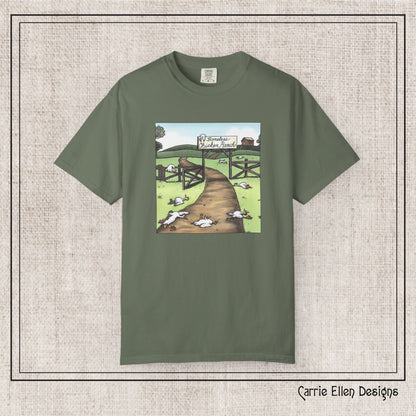 Boneless Chicken Ranch Comfort Colors T-Shirt | Farside Farm Chickens Printed Short Sleeve Tee | Multiple Color Options (P-6074)