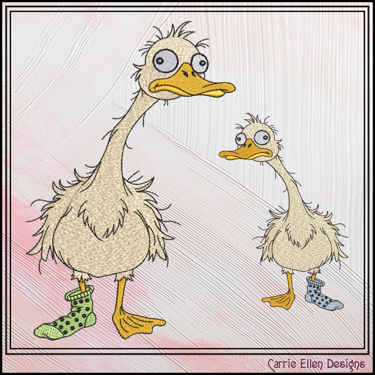 Silly Goose Machine Embroidery Design File - Funny Cartoon Duck  Pattern, 6 Sizes (4433)