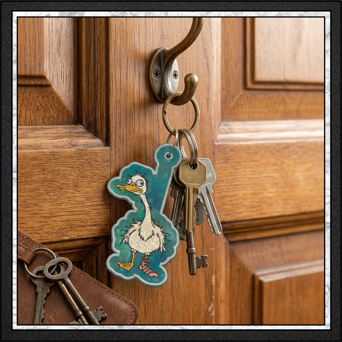 Silly Goose ITH Machine Embroidery Key Tag  Design  – In The Hoop Fun Novelty Bag Charm & Keychain (4434)