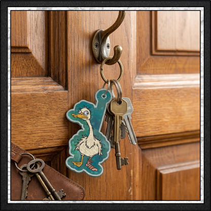 Silly Goose ITH Machine Embroidery Key Tag  Design  – In The Hoop Fun Novelty Bag Charm & Keychain (4434)