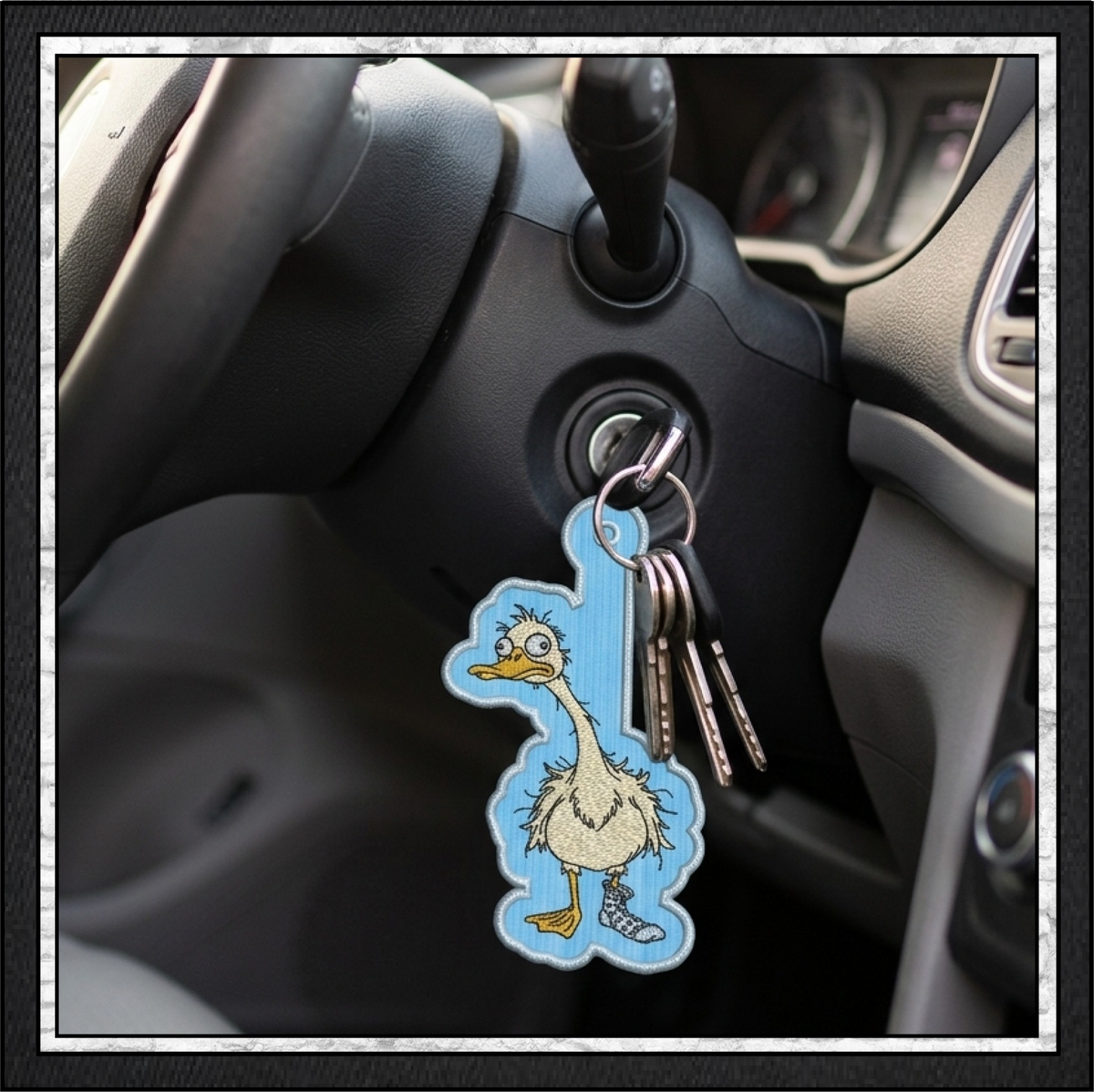 Silly Goose ITH Machine Embroidery Key Tag  Design  – In The Hoop Fun Novelty Bag Charm & Keychain (4434)