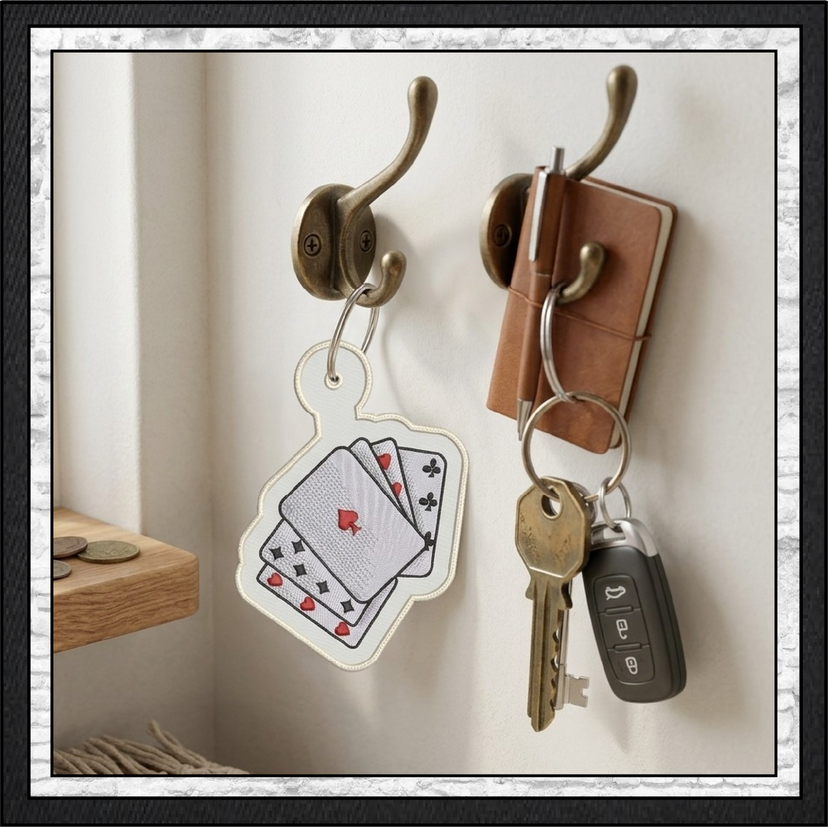 Playing Cards Key Fob / Bag Charm – In The Hoop Machine Embroidery Project (4436)