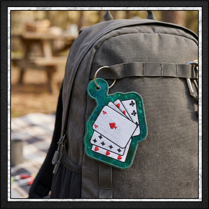 Playing Cards Key Fob / Bag Charm – In The Hoop Machine Embroidery Project (4436)