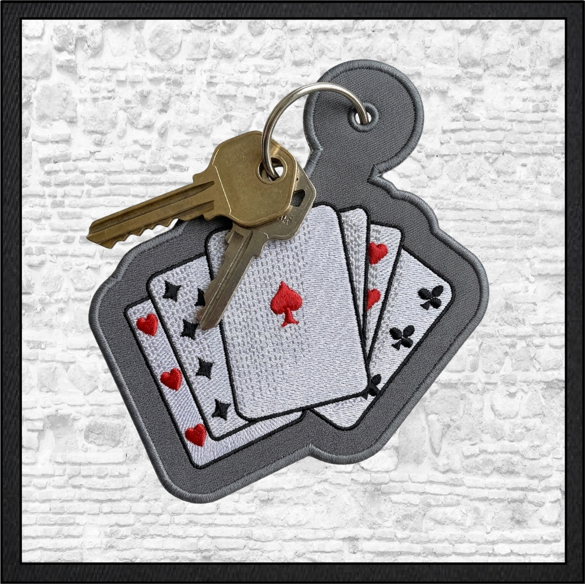 Playing Cards Key Fob / Bag Charm – In The Hoop Machine Embroidery Project (4436)
