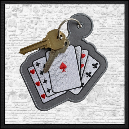 Playing Cards Key Fob / Bag Charm – In The Hoop Machine Embroidery Project (4436)