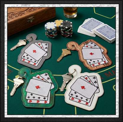 Playing Cards Key Fob / Bag Charm – In The Hoop Machine Embroidery Project (4436)