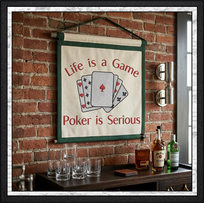 "Life is a Game Poker is Serious" Playing Cards Quote Machine Embroidery Design, 6 Sizes (4437)