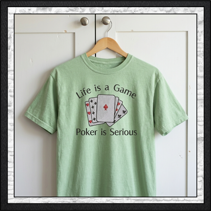 "Life is a Game Poker is Serious" Playing Cards Quote Machine Embroidery Design, 6 Sizes (4437)