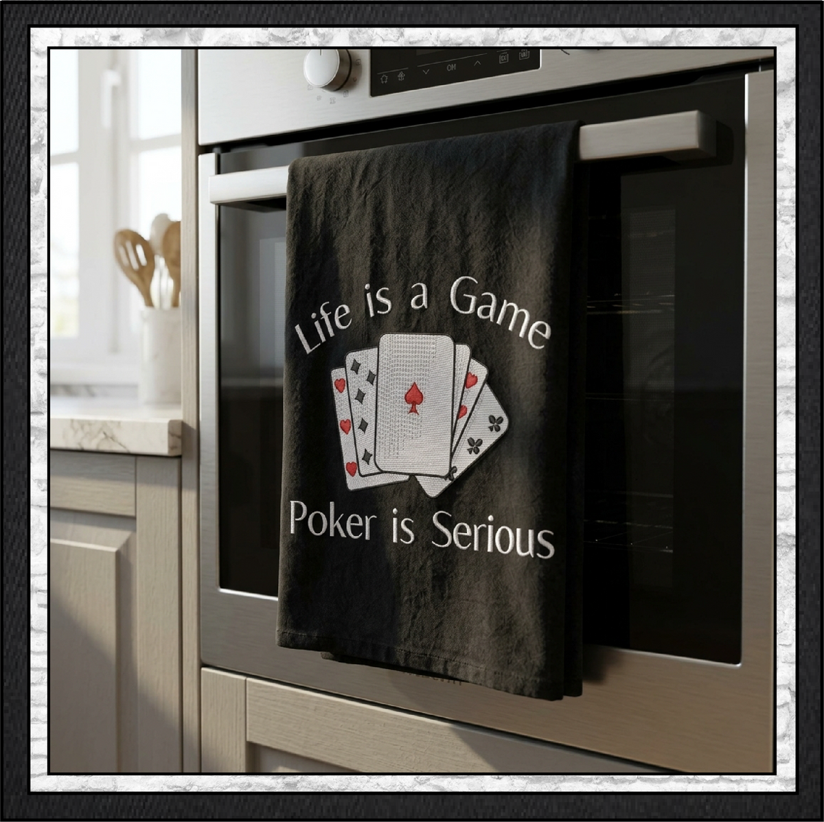 "Life is a Game Poker is Serious" Playing Cards Quote Machine Embroidery Design, 6 Sizes (4437)