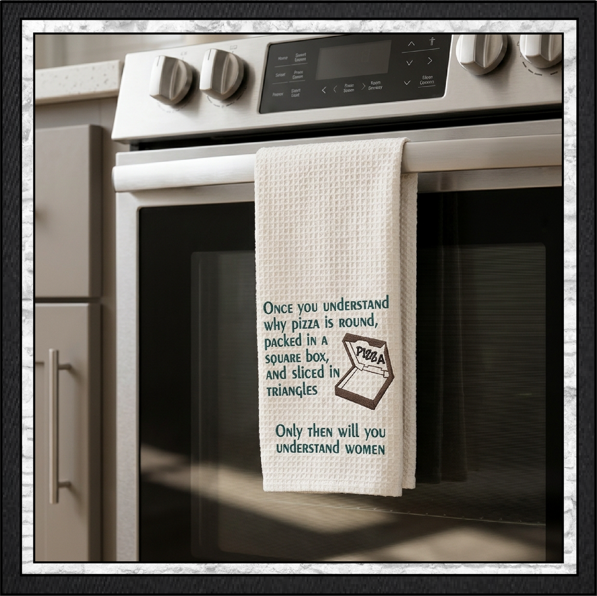 Understanding Women Pizza Machine Embroidery Design File - Funny Food Quote Pattern, 4 Sizes (4471)