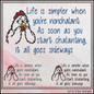 "Life is Simpler When You're Nonchalant" Chicken Quote Machine Embroidery Design, 4 Sizes (4473)