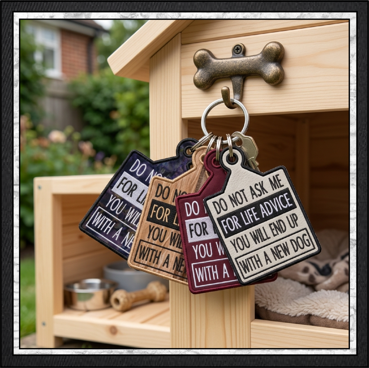 "Do Not Ask Me For Life Advice" New Dog ITH Key Tag Machine Embroidery Design (4478)