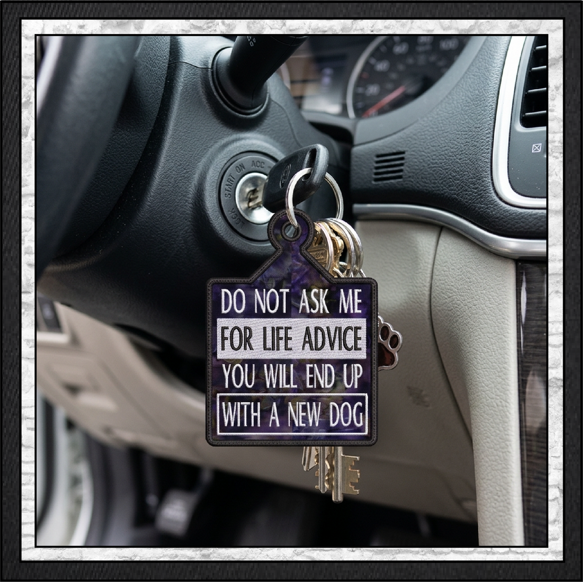 "Do Not Ask Me For Life Advice" New Dog ITH Key Tag Machine Embroidery Design (4478)