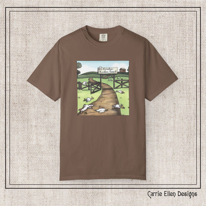 Boneless Chicken Ranch Comfort Colors T-Shirt | Farside Farm Chickens Printed Short Sleeve Tee | Multiple Color Options (P-6074)