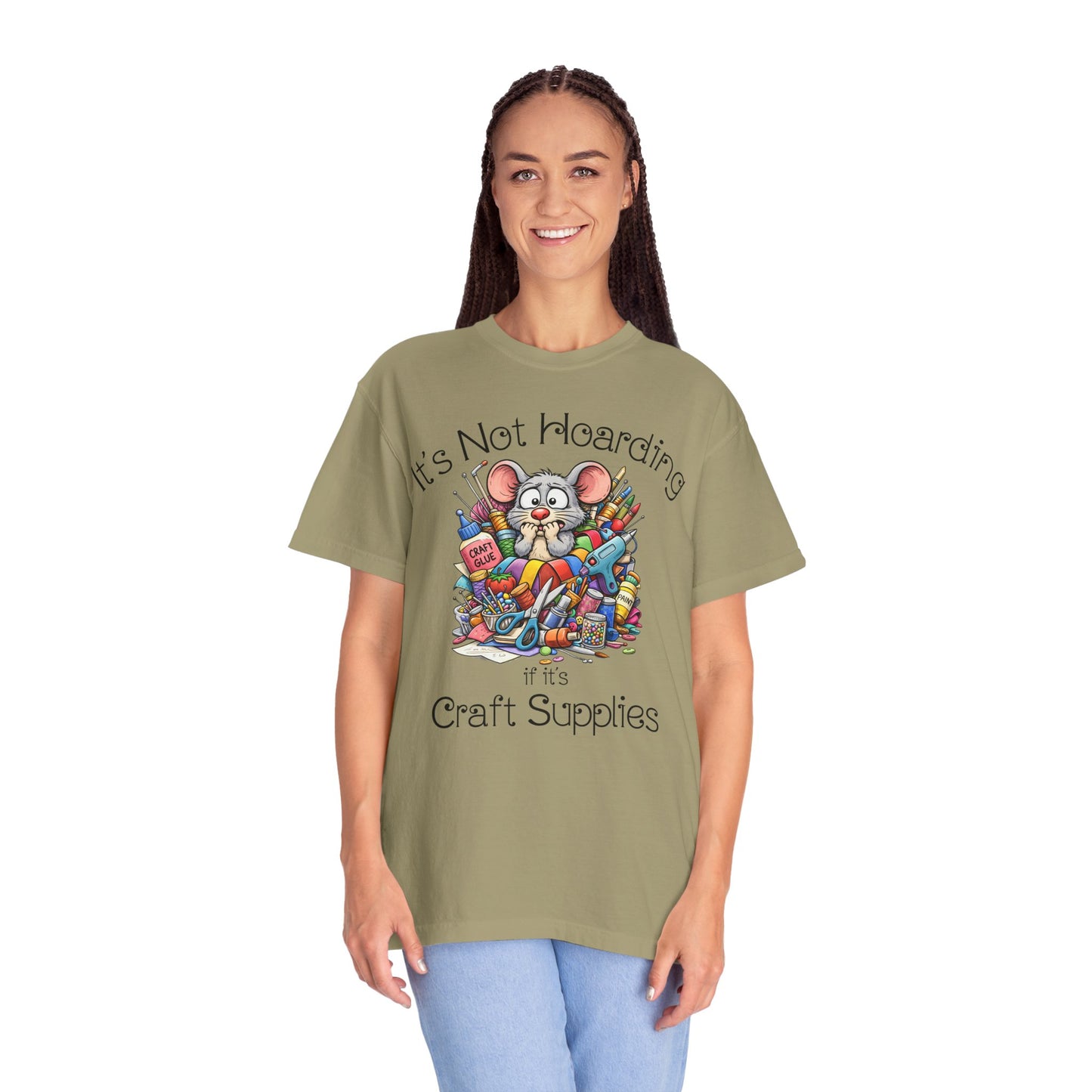 Craft Supply Hoarding Mouse Comfort Colors® T-Shirt | Funny Crafter Graphic Tee(3856)