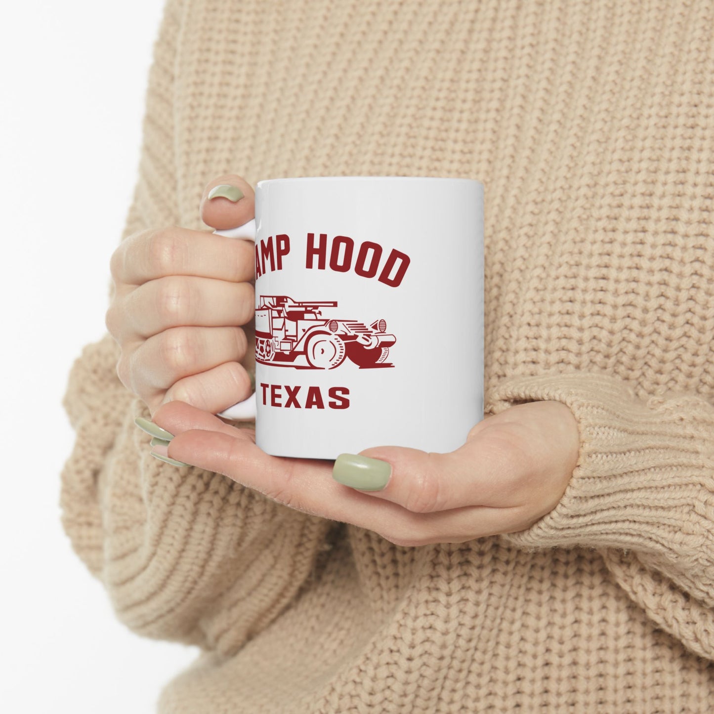 Vintage Camp Hood Texas Ceramic Mug - 11oz & 15oz Sizes, Perfect Gift for Military Enthusiasts (P-6034)