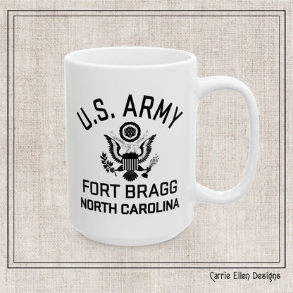 US Army Fort Bragg Eagle Emblem Ceramic Mug – Vintage WWII U.S. Army Reproduction – 11oz & 15oz (P-6040)